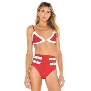 NWT Caroline Constas Massie Women's Red and White Block Bikini Top